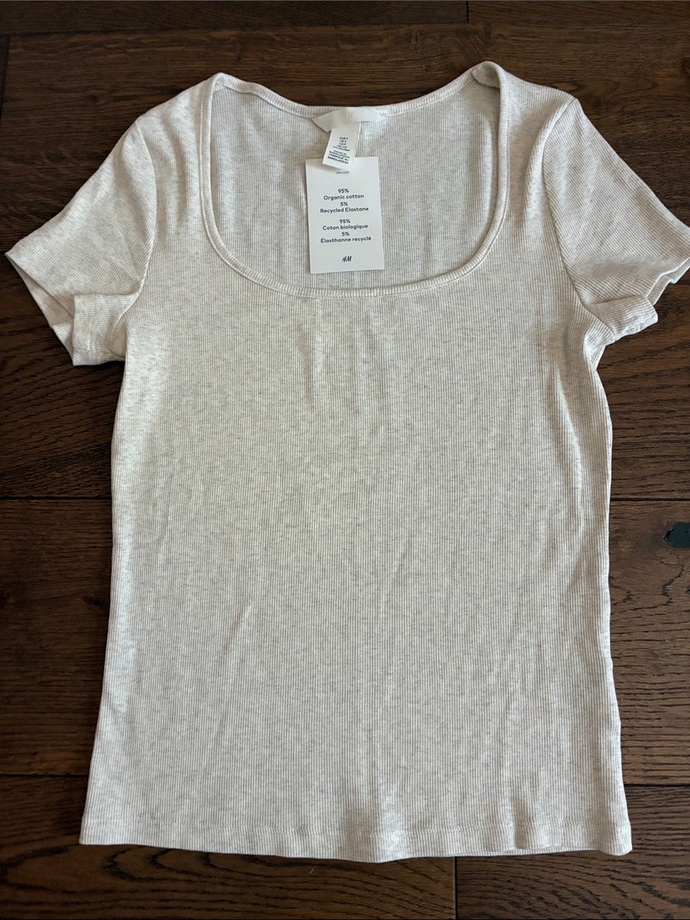 H&M Women's Scoop Neck Short Sleeve Top - Light Beige